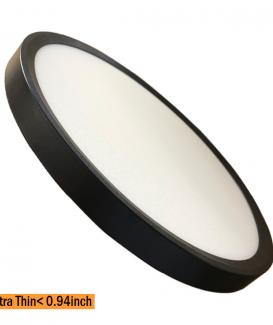 12inch Dia 30cm 24mm Thickness Black IP44 Ultra Slim Flat LED Surface Light with Inbuilt Smart Microwave Motion Sensor